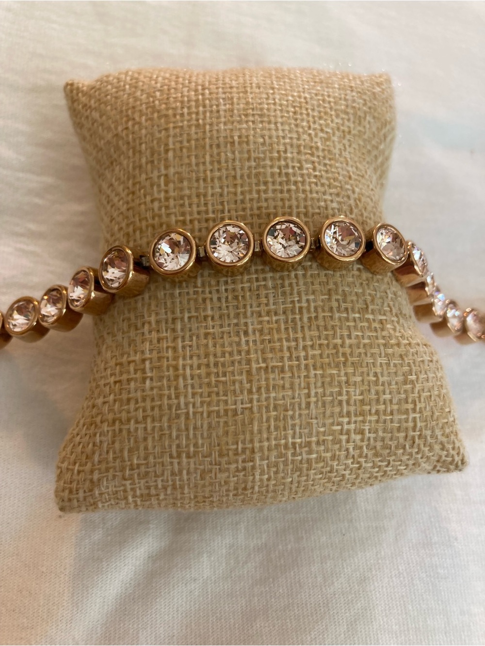 Touchstone Crystal By Swarovski Rosegold Tone & Light Pink Crystals Bezel